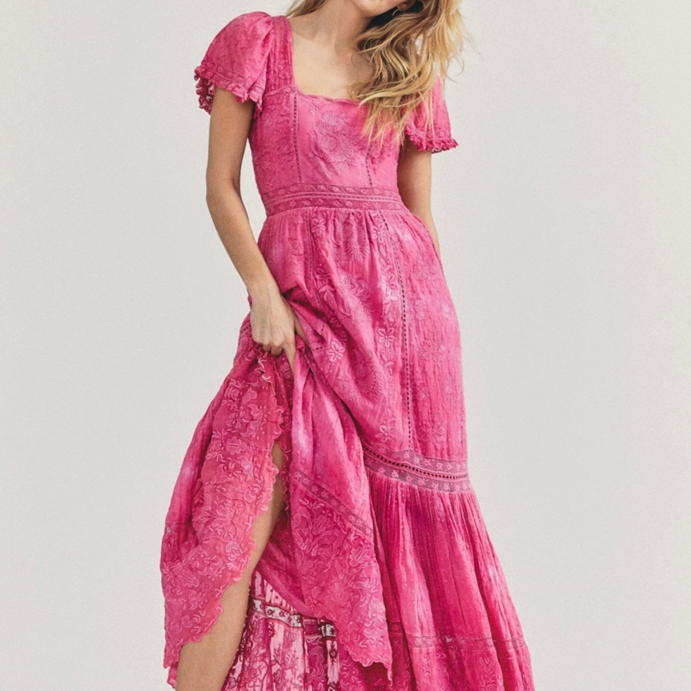 Loveshackfancy Norma Dress in Bordeaux Hand Dye